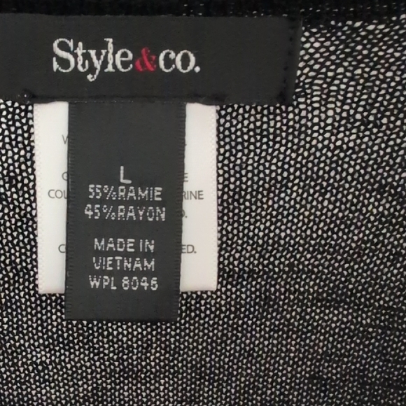 Style & Co. Black Mesh Long Cardigan Duster Size L - Sheer Knit Layering - Picture 6 of 6